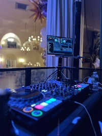 a dj set up in a room